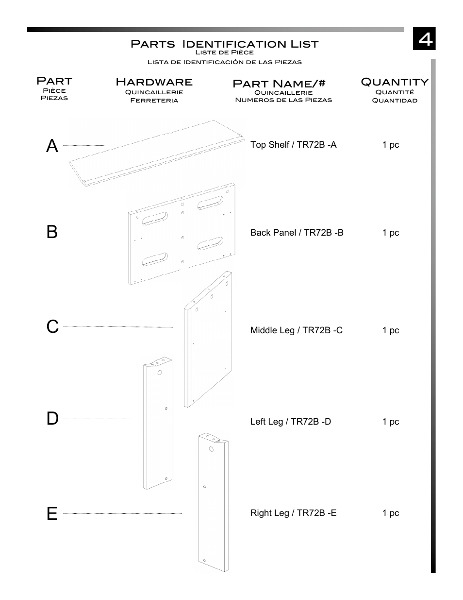 Bc d e | Pinnacle Design TR72B User Manual | Page 6 / 11