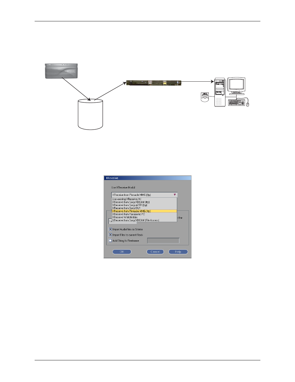 Workflow 1: xreceive from san to blue, The mmg client application launches | Pinnacle Design Pinnacle Systems Media Stream Media Gateway 37T100105 User Manual | Page 62 / 80