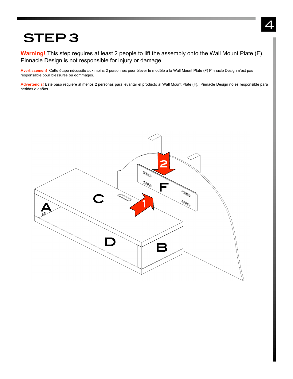 4step 3, Cd b a f | Pinnacle Design TV26403 User Manual | Page 5 / 7