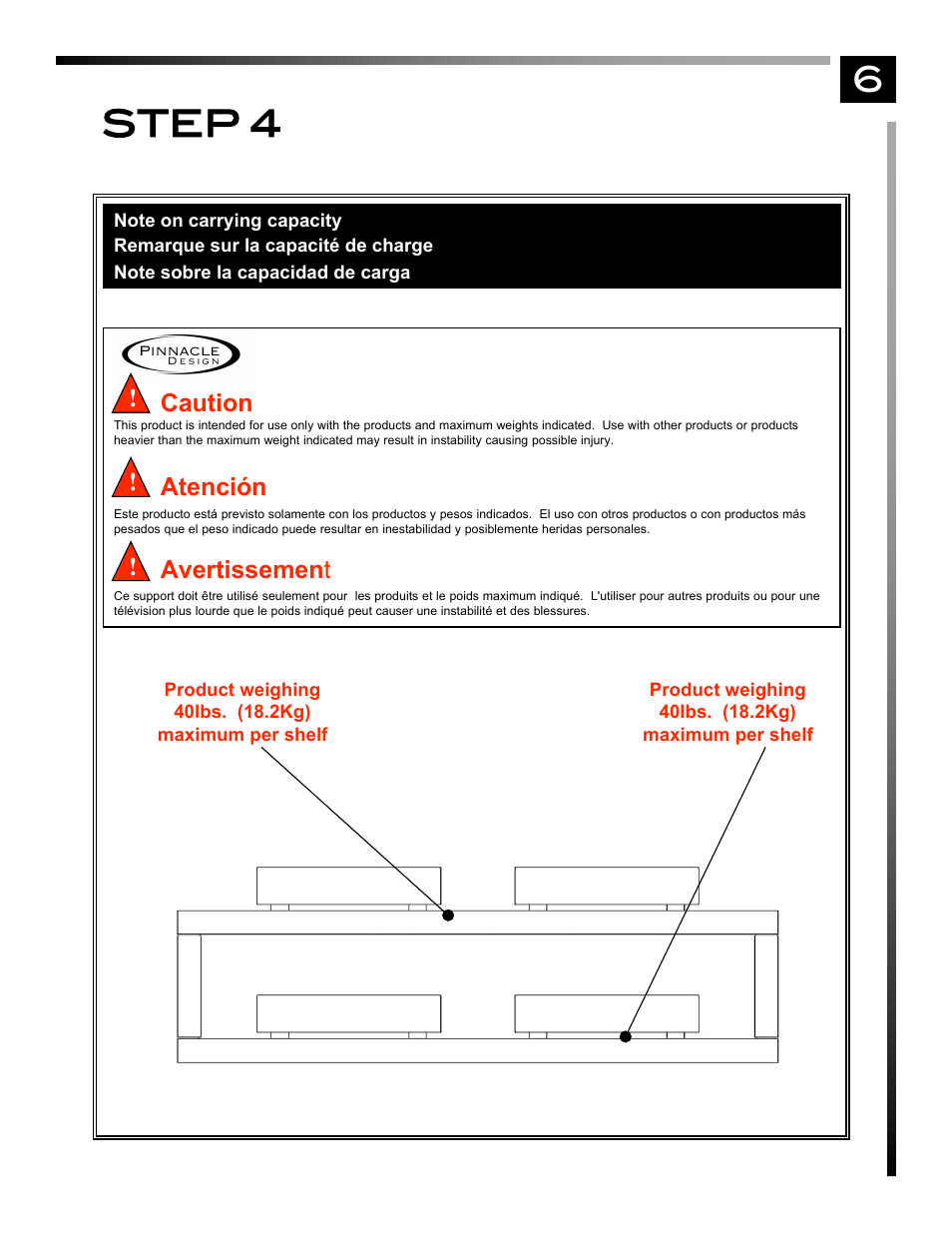 Step 4, Atención avertissemen t caution | Pinnacle Design TV26403 User Manual | Page 7 / 7