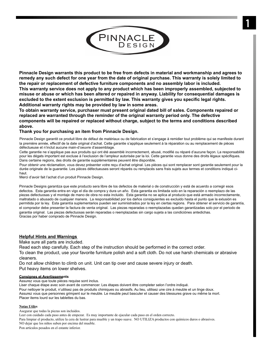 Pinnacle Design TV30103 User Manual | Page 2 / 18