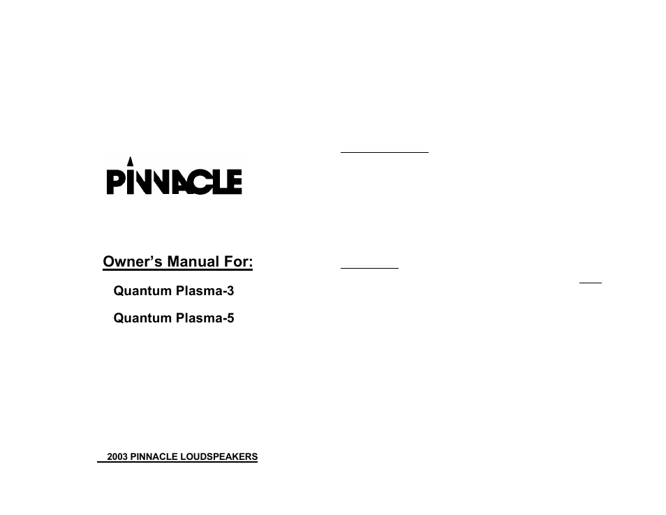 Pinnacle Speakers 3 User Manual | 17 pages