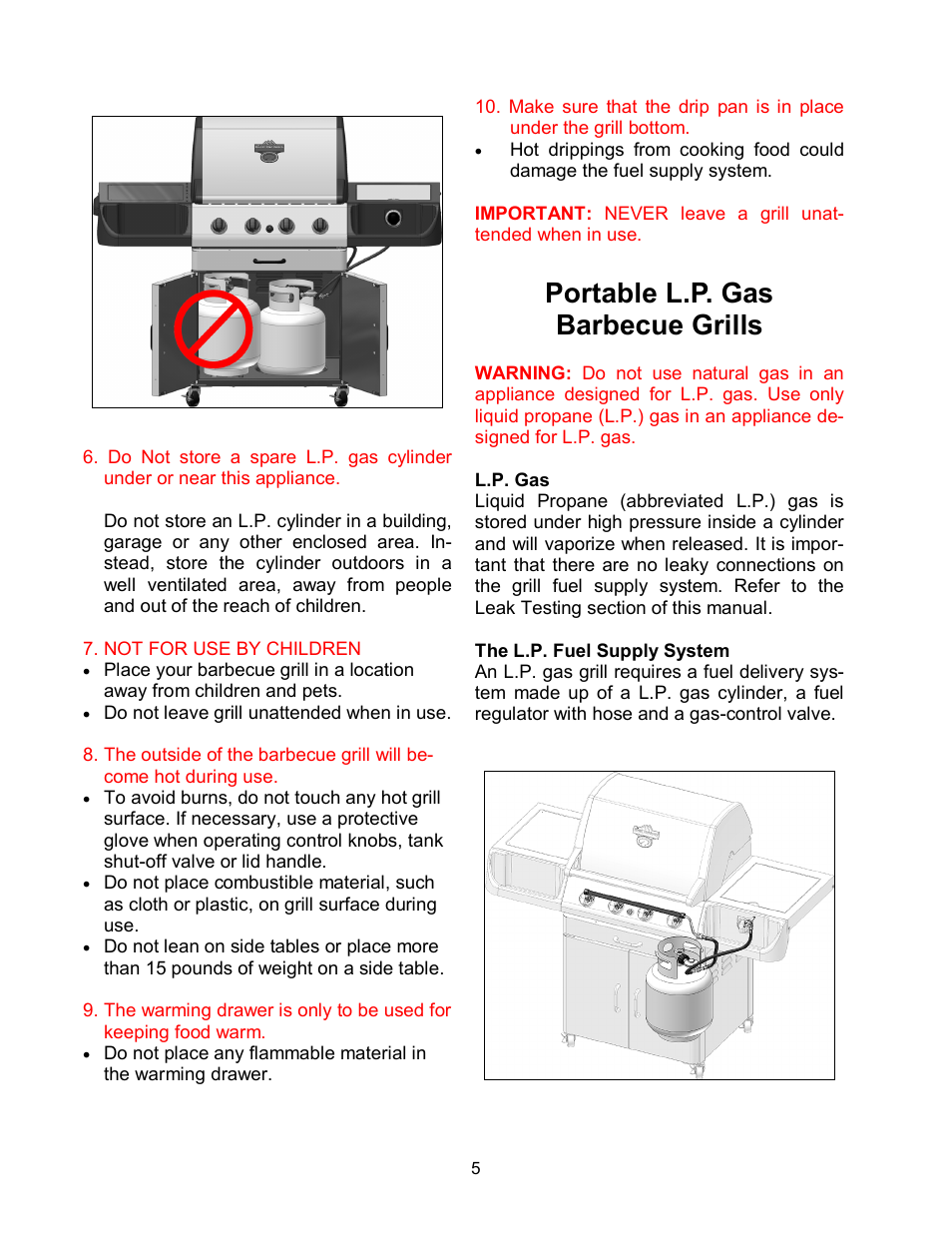 Portable l.p. gas barbecue grills | Pinnacle Speakers TG475-2 User Manual | Page 5 / 9