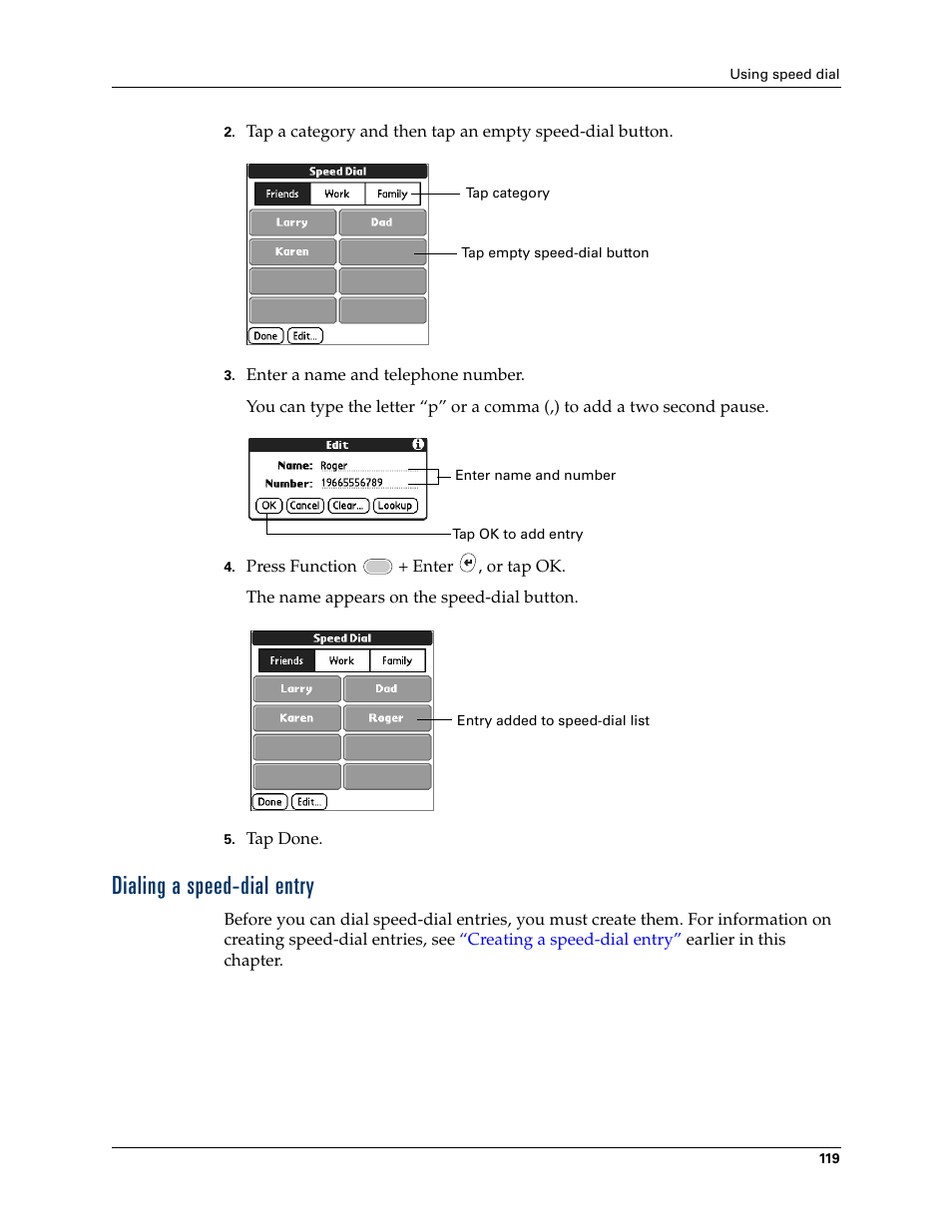 Dialing a speed-dial entry | Palm Tungsten W User Manual | Page 133 / 428