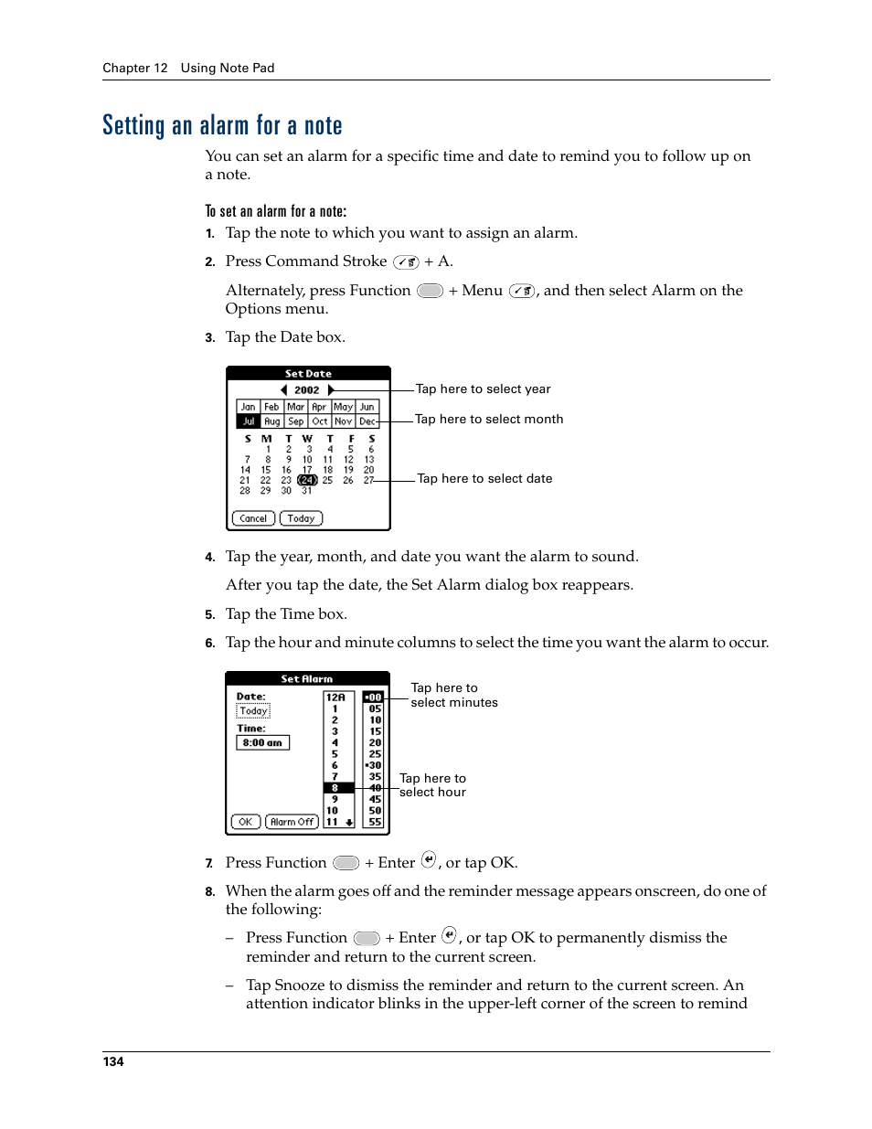 Setting an alarm for a note | Palm Tungsten W User Manual | Page 148 / 428