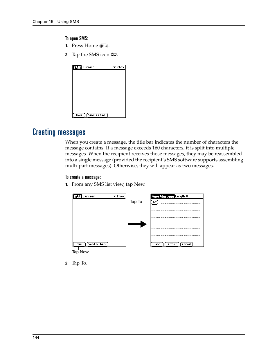 Creating messages | Palm Tungsten W User Manual | Page 158 / 428