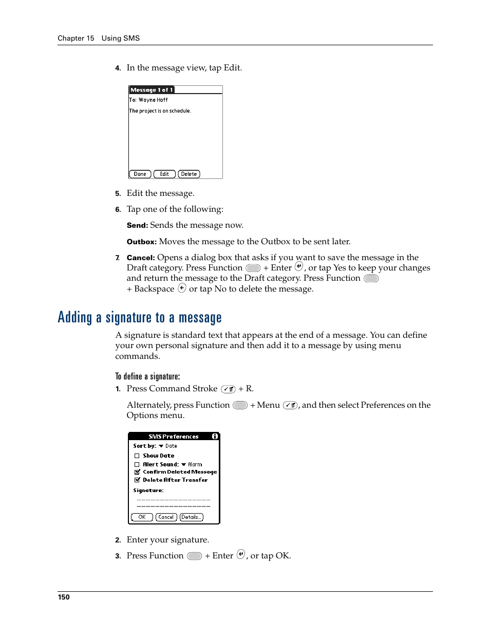 Adding a signature to a message | Palm Tungsten W User Manual | Page 164 / 428