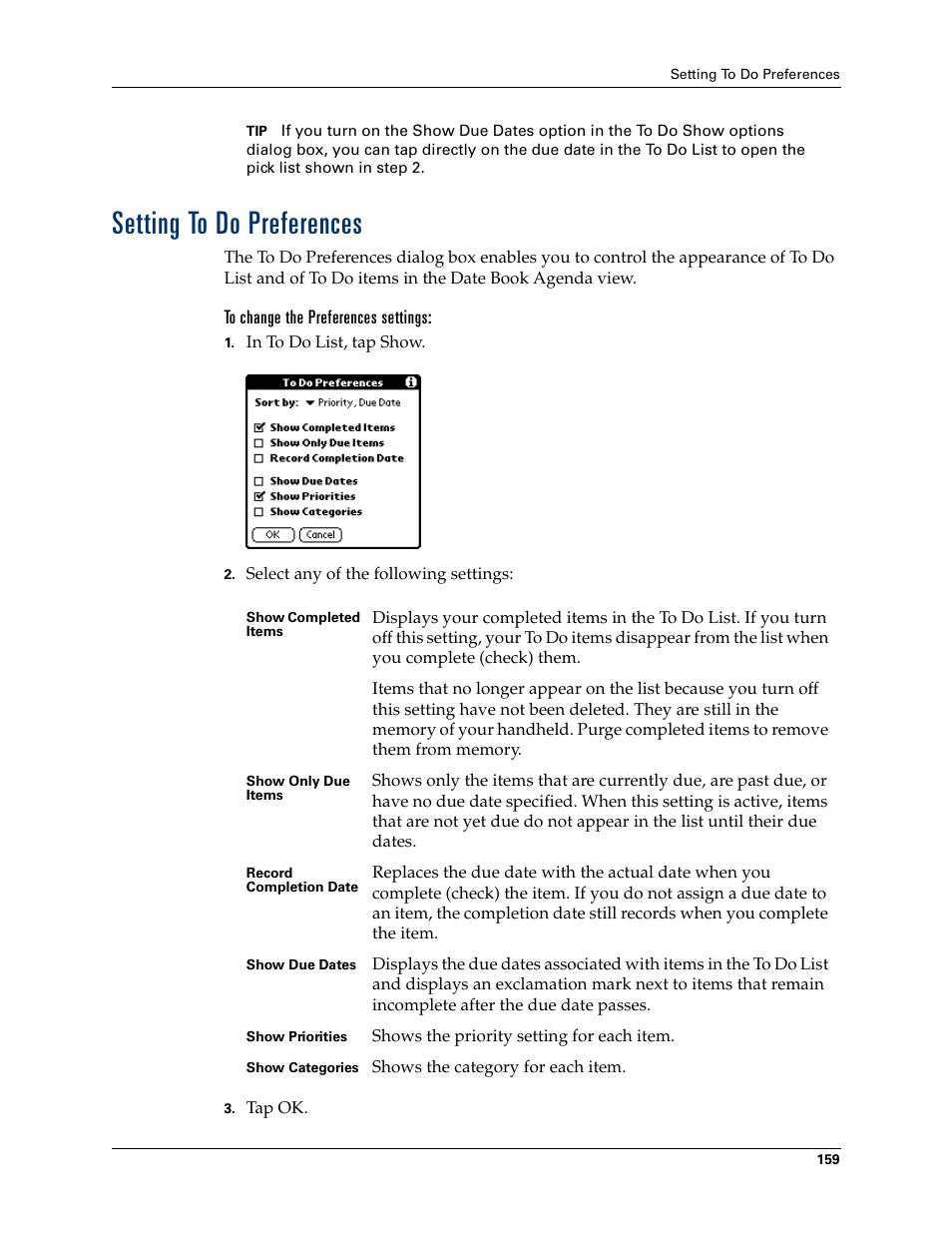 Setting to do preferences, Chapter 16 | Palm Tungsten W User Manual | Page 173 / 428