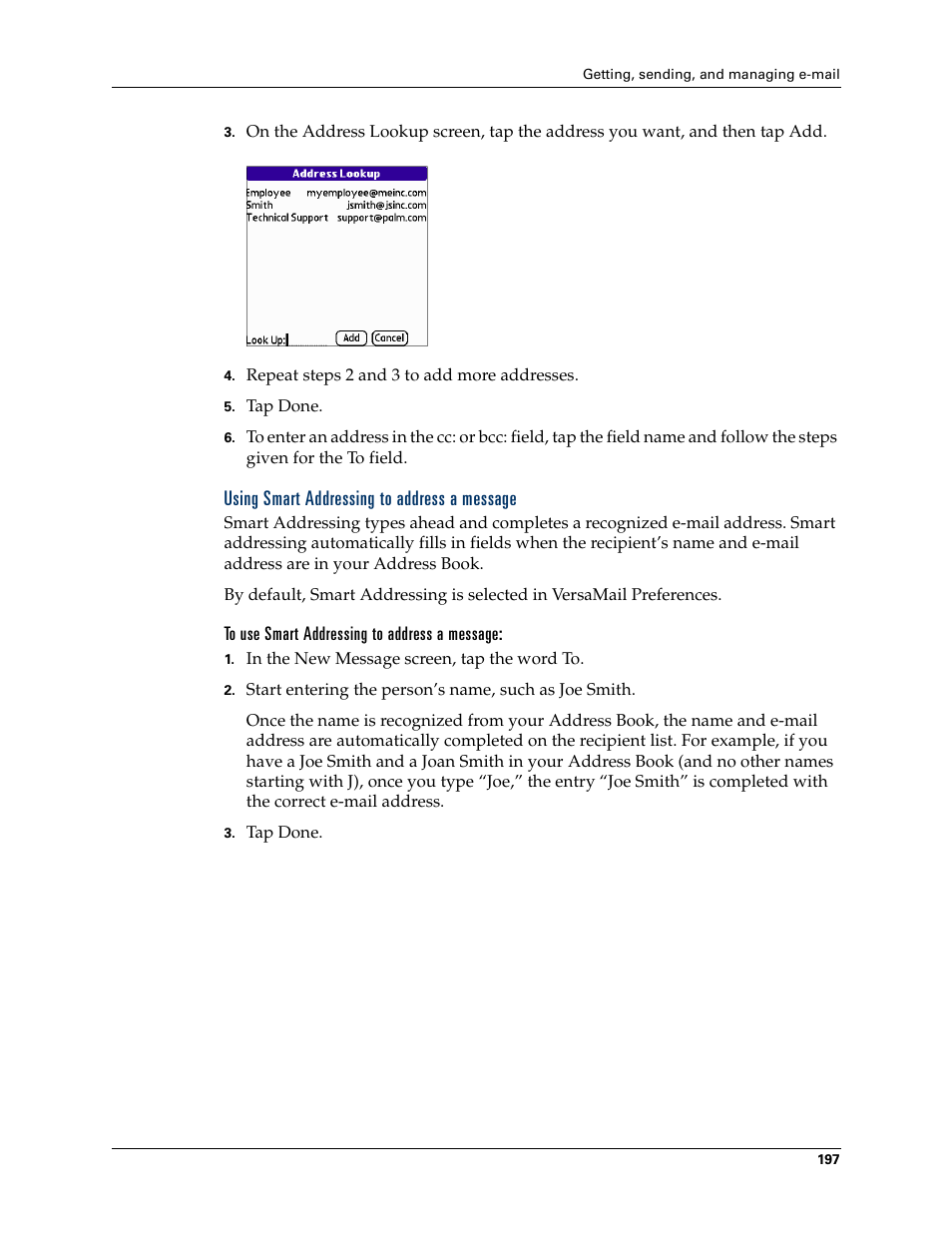 Using smart addressing to address a message | Palm Tungsten W User Manual | Page 211 / 428