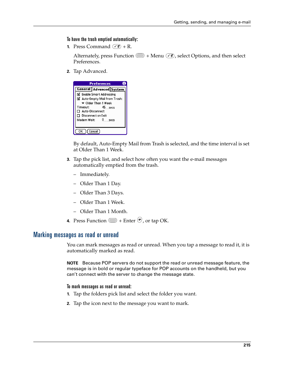 Marking messages as read or unread | Palm Tungsten W User Manual | Page 229 / 428