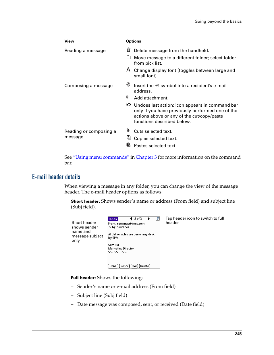 E-mail header details | Palm Tungsten W User Manual | Page 259 / 428