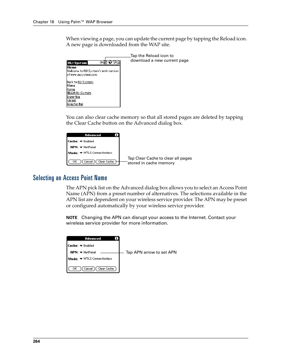 Selecting an access point name | Palm Tungsten W User Manual | Page 278 / 428