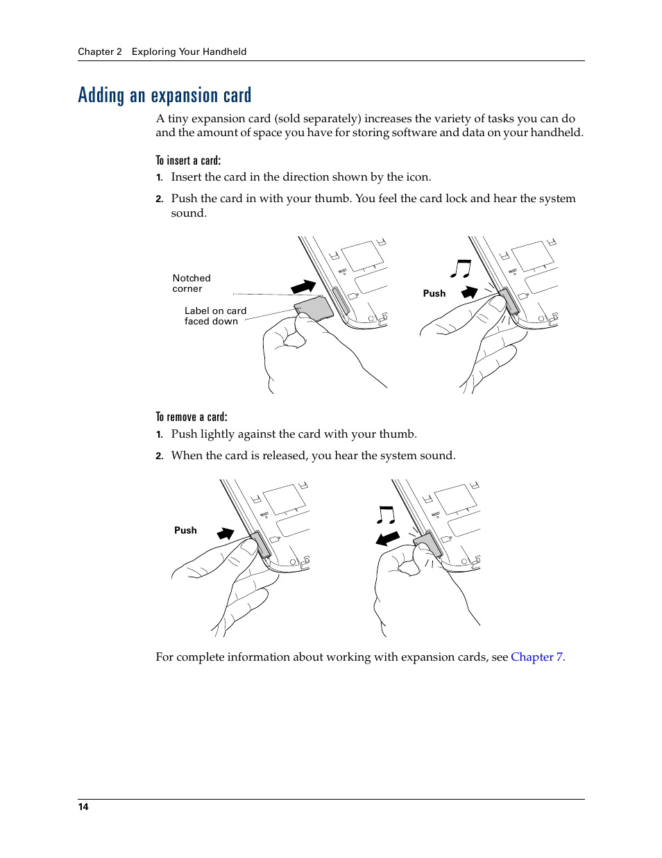 Adding an expansion card | Palm Tungsten W User Manual | Page 28 / 428