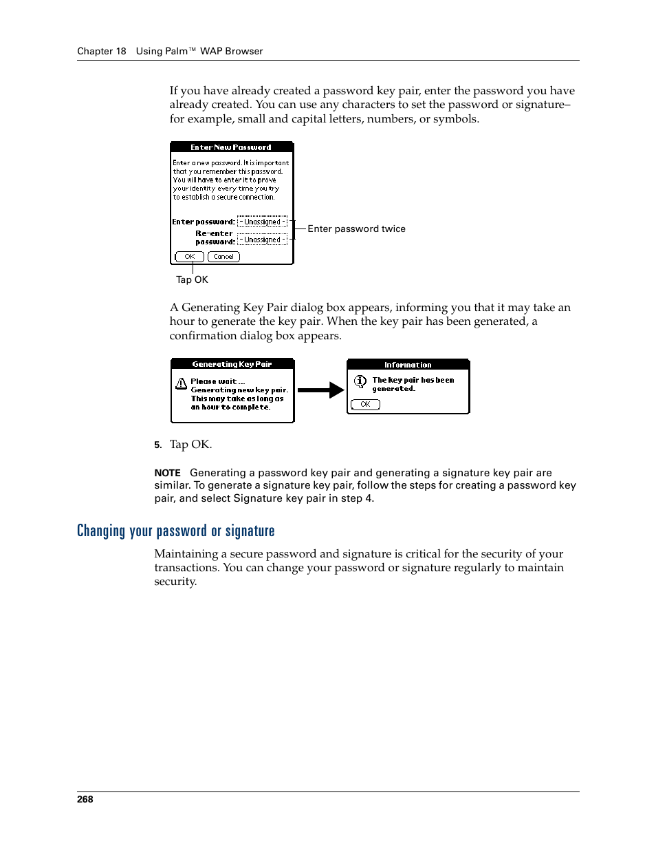 Changing your password or signature | Palm Tungsten W User Manual | Page 282 / 428