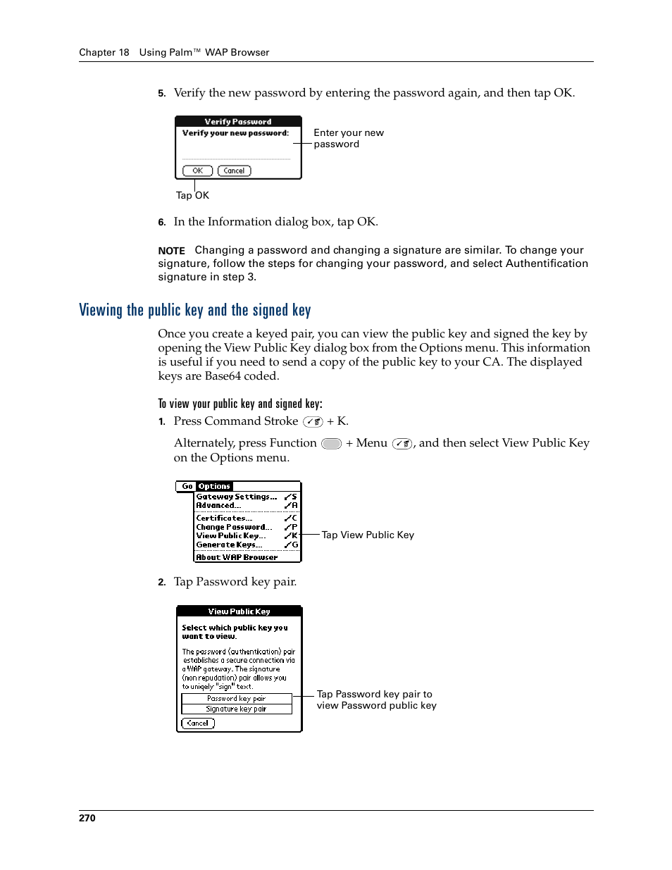 Viewing the public key and the signed key | Palm Tungsten W User Manual | Page 284 / 428