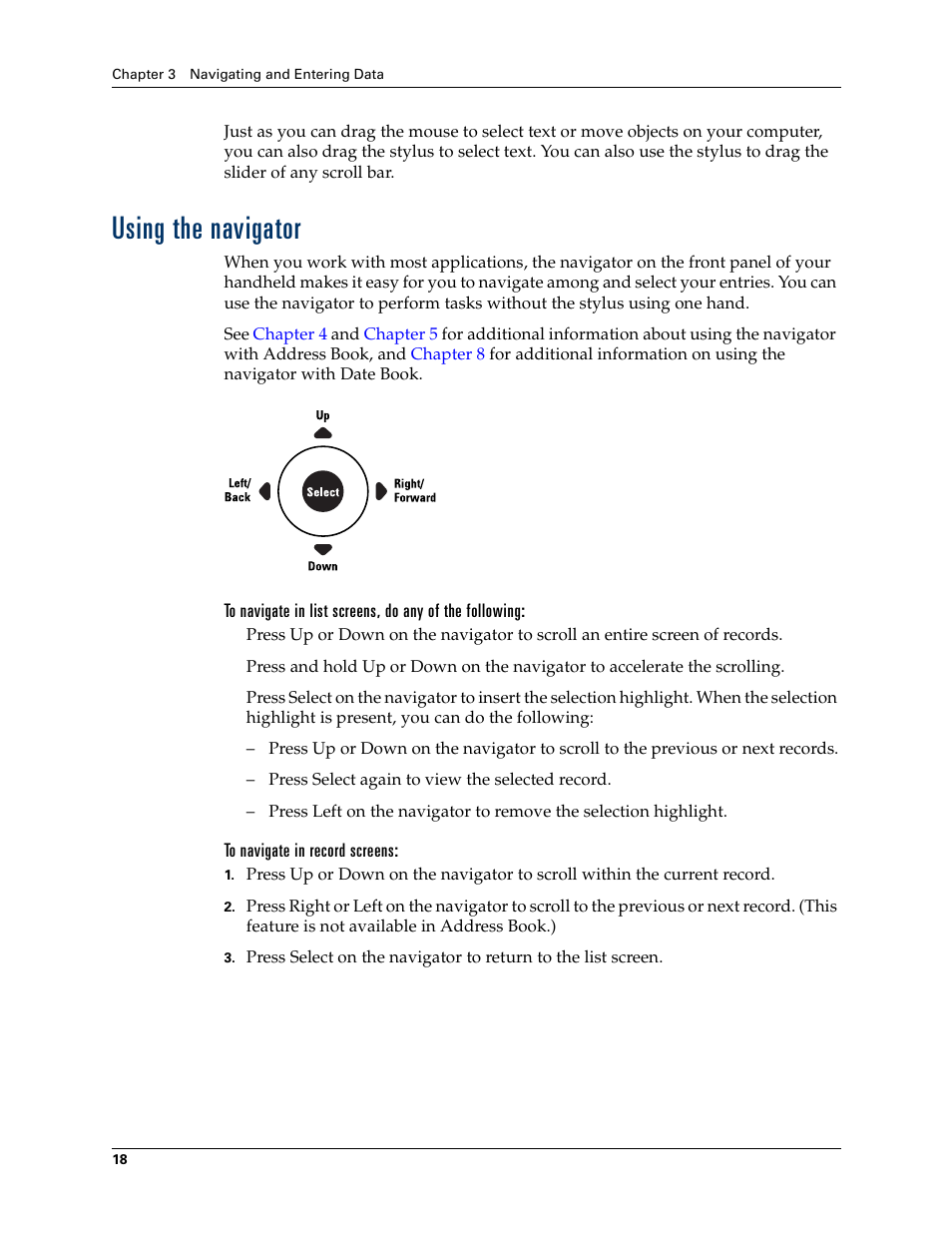 Using the navigator | Palm Tungsten W User Manual | Page 32 / 428