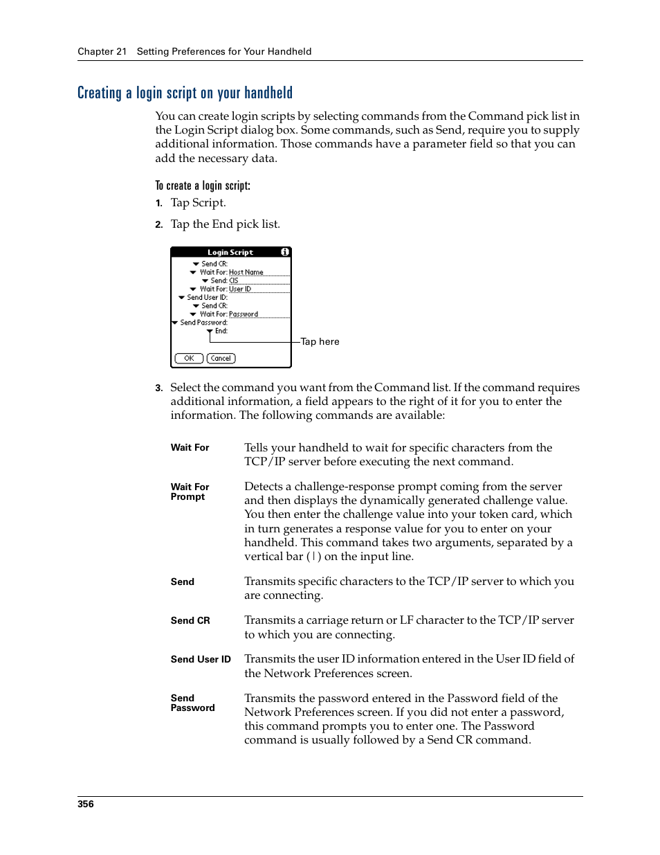 Creating a login script on your handheld | Palm Tungsten W User Manual | Page 370 / 428