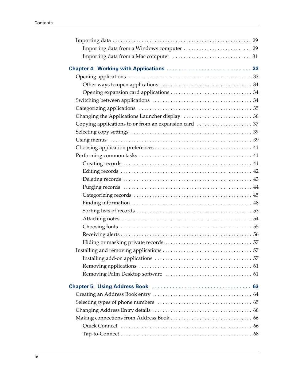 Palm Tungsten W User Manual | Page 4 / 428