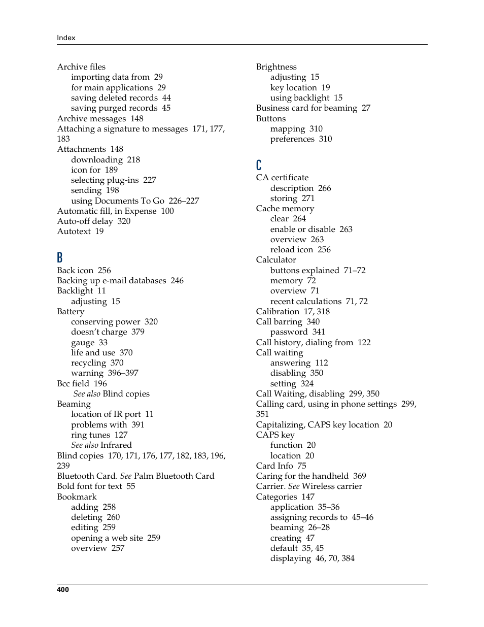 Palm Tungsten W User Manual | Page 414 / 428