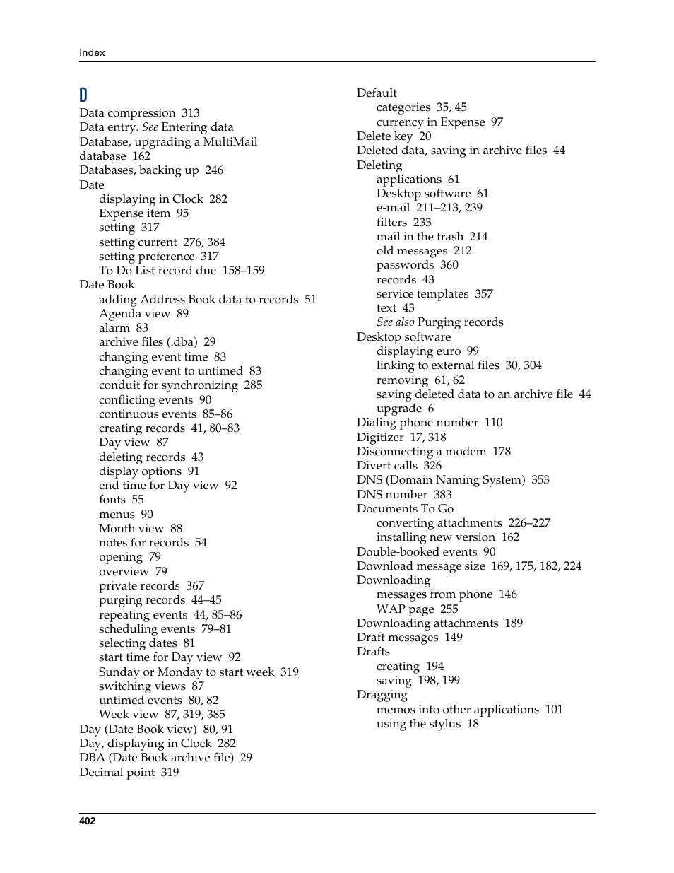 Palm Tungsten W User Manual | Page 416 / 428