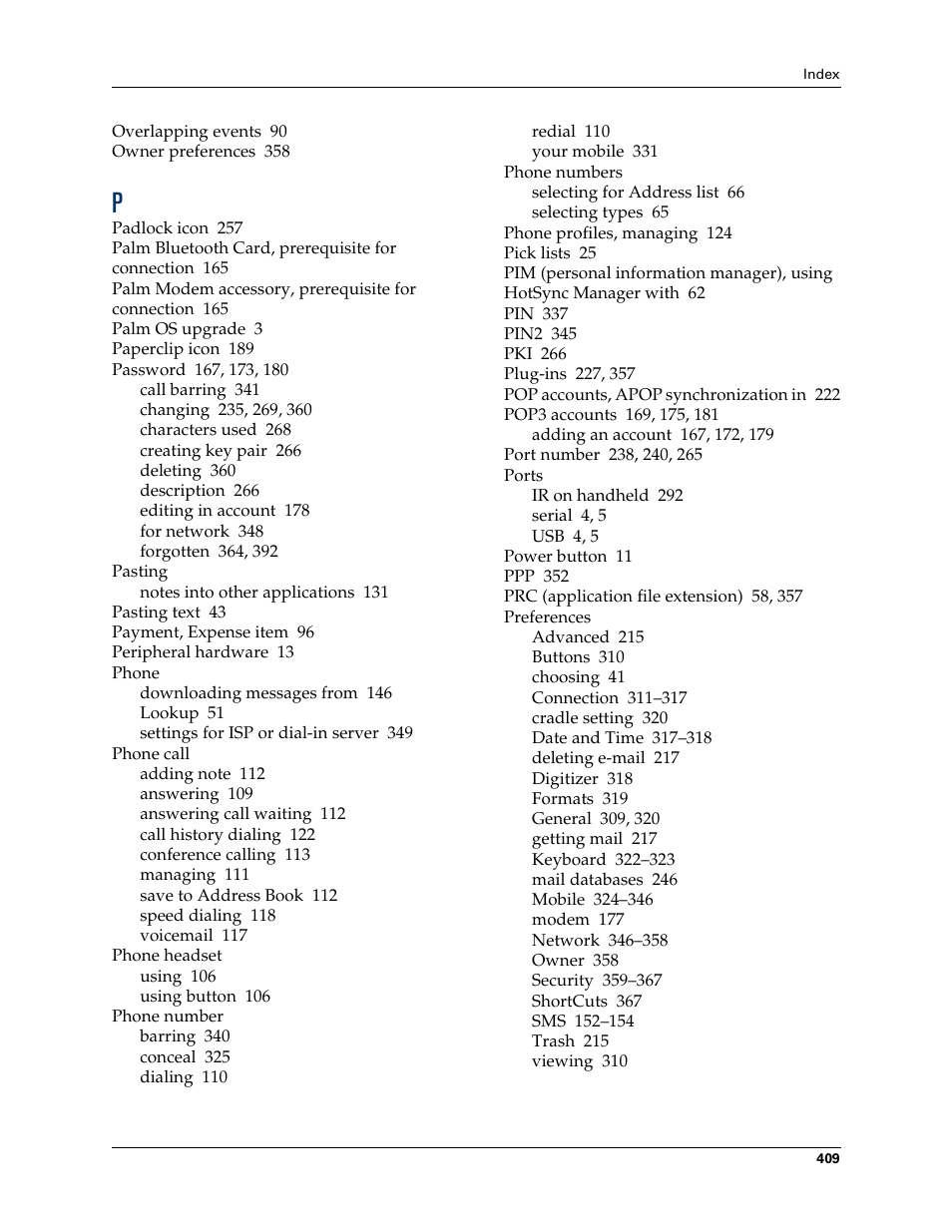 Palm Tungsten W User Manual | Page 423 / 428