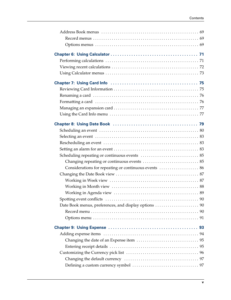 Palm Tungsten W User Manual | Page 5 / 428