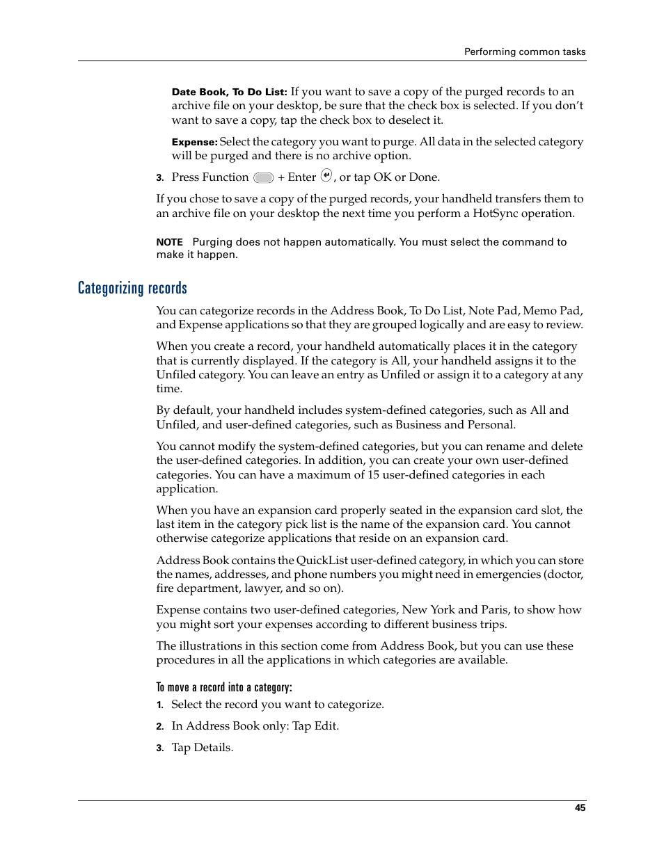 Categorizing records | Palm Tungsten W User Manual | Page 59 / 428