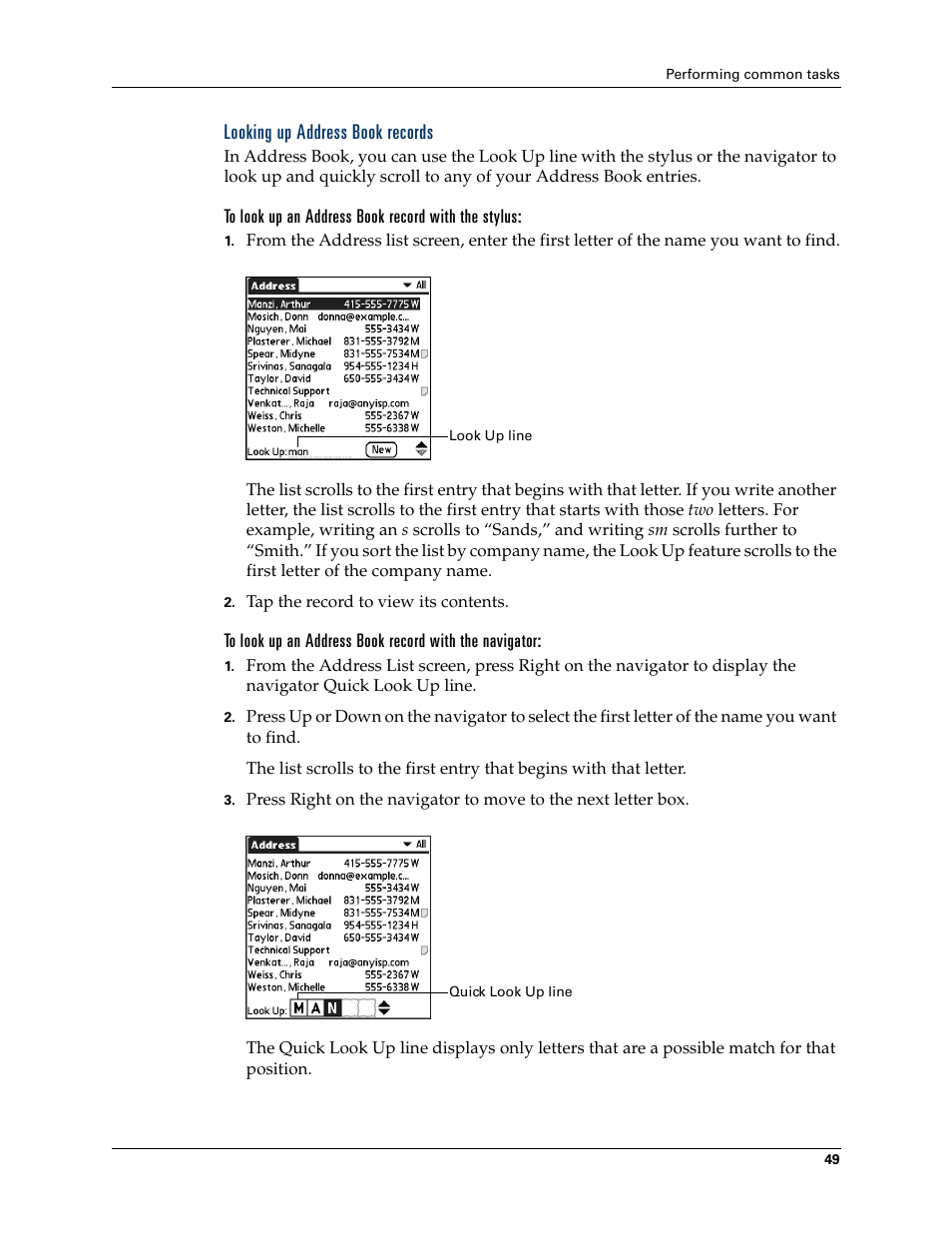 Looking up address book records | Palm Tungsten W User Manual | Page 63 / 428