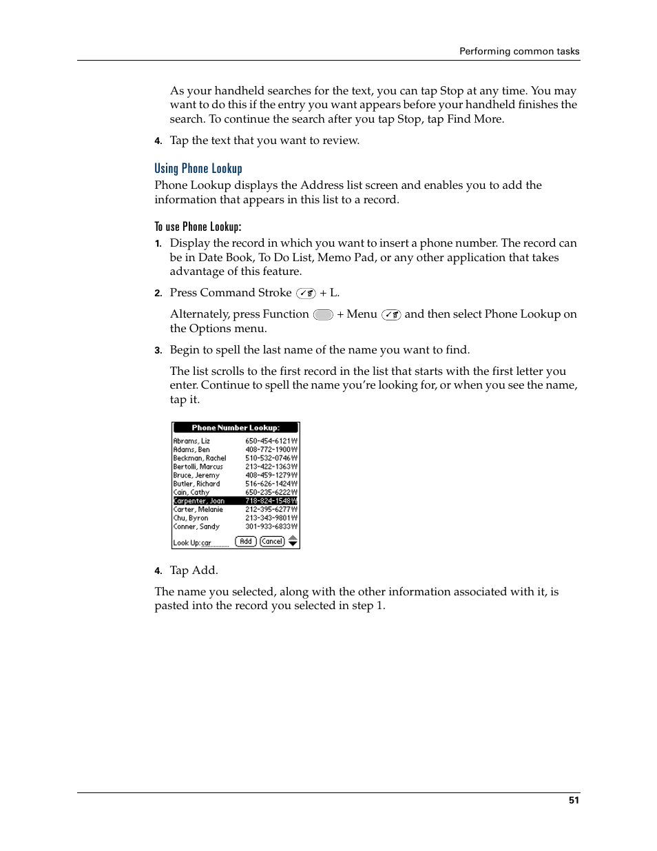 Using phone lookup | Palm Tungsten W User Manual | Page 65 / 428