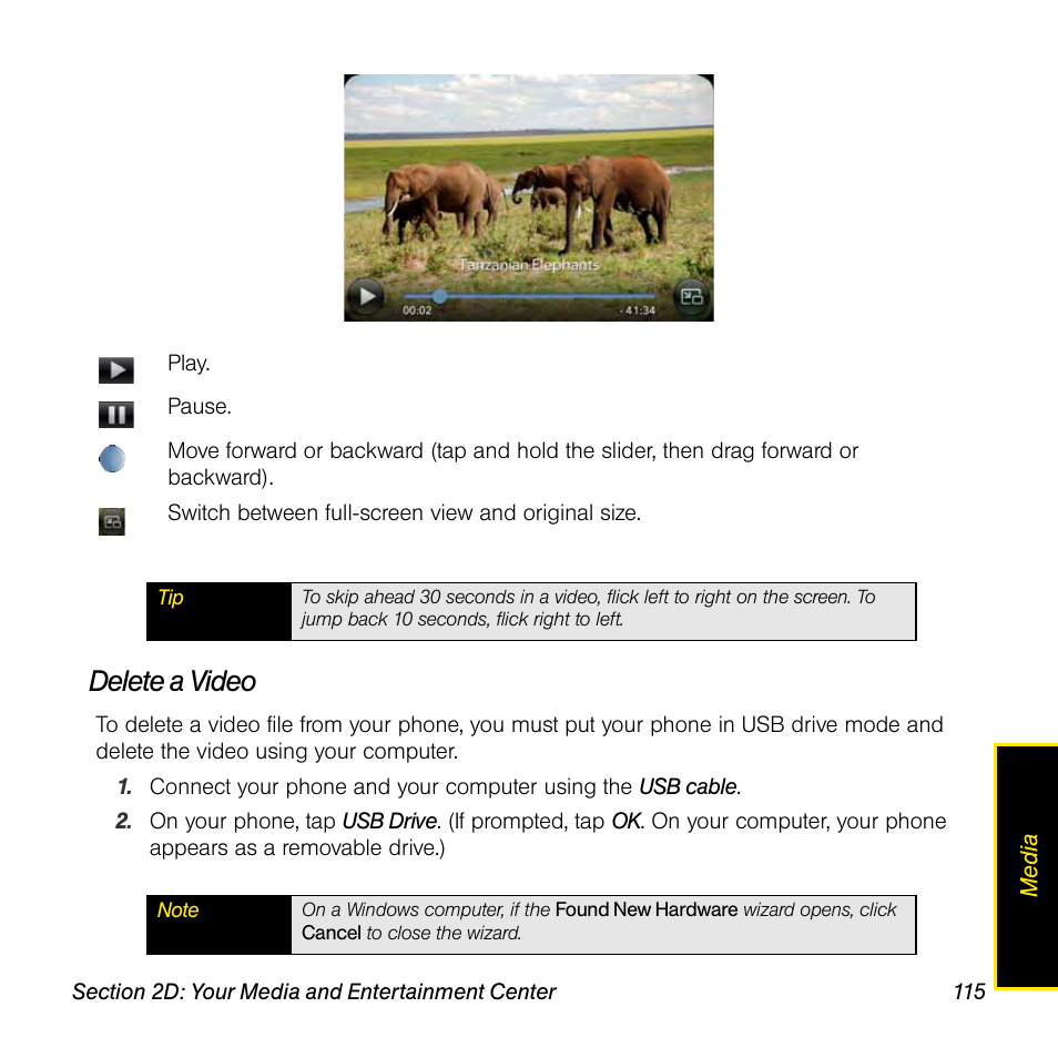 Delete a video | Palm Pre User Manual | Page 115 / 344