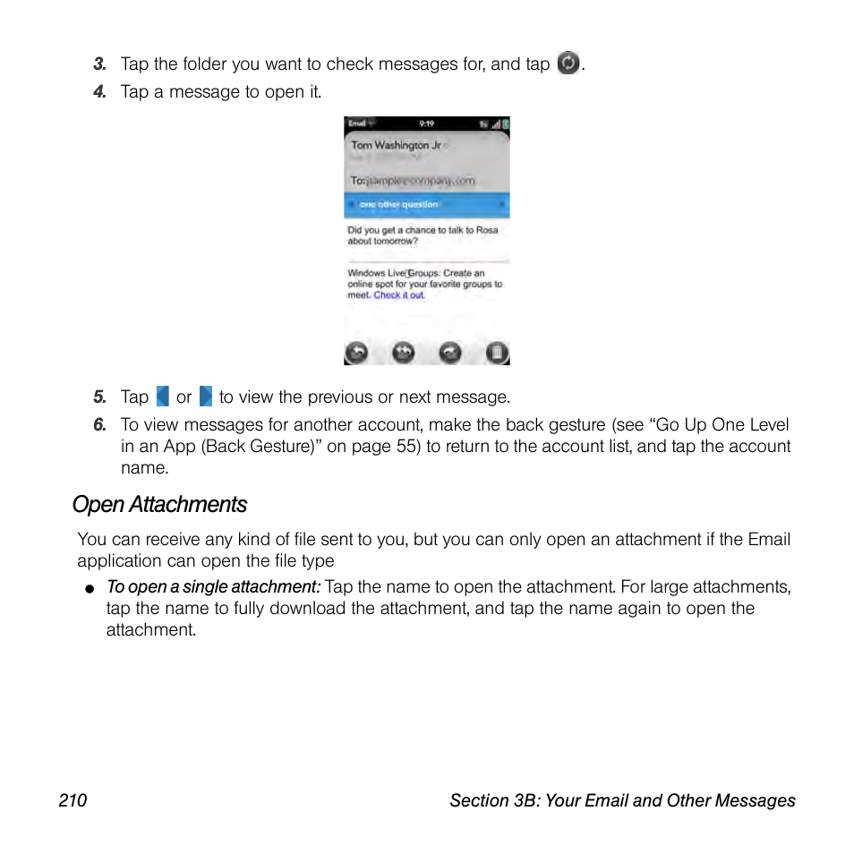 Open attachments | Palm Pre User Manual | Page 210 / 344