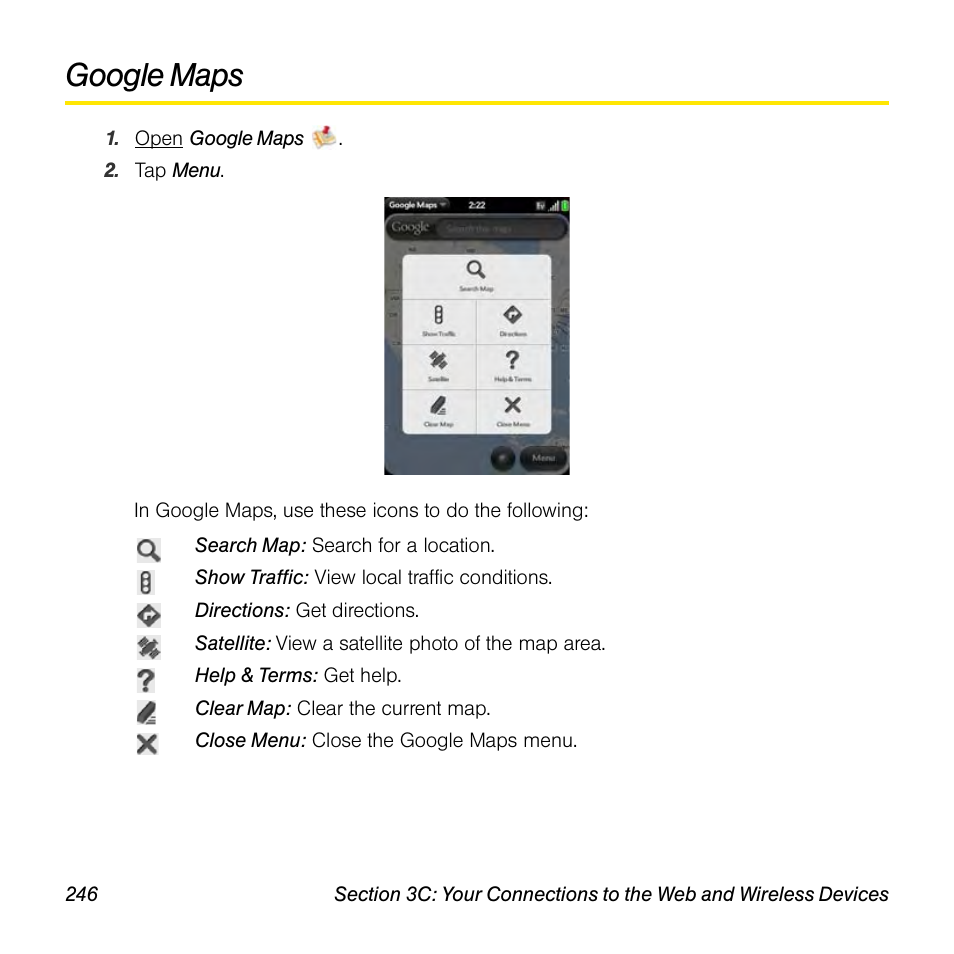 Google maps | Palm Pre User Manual | Page 246 / 344