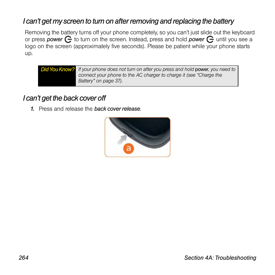 I can’t get the back cover off | Palm Pre User Manual | Page 264 / 344