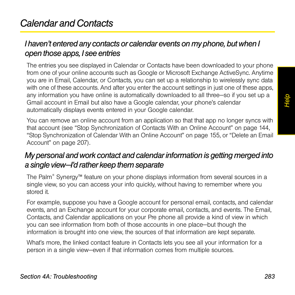 Calendar and contacts | Palm Pre User Manual | Page 283 / 344