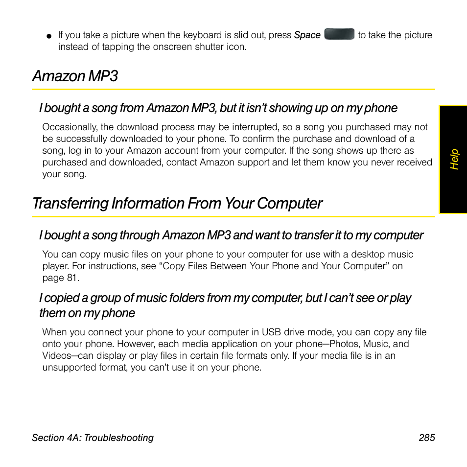 Amazon mp3, Transferring information from your computer | Palm Pre User Manual | Page 285 / 344