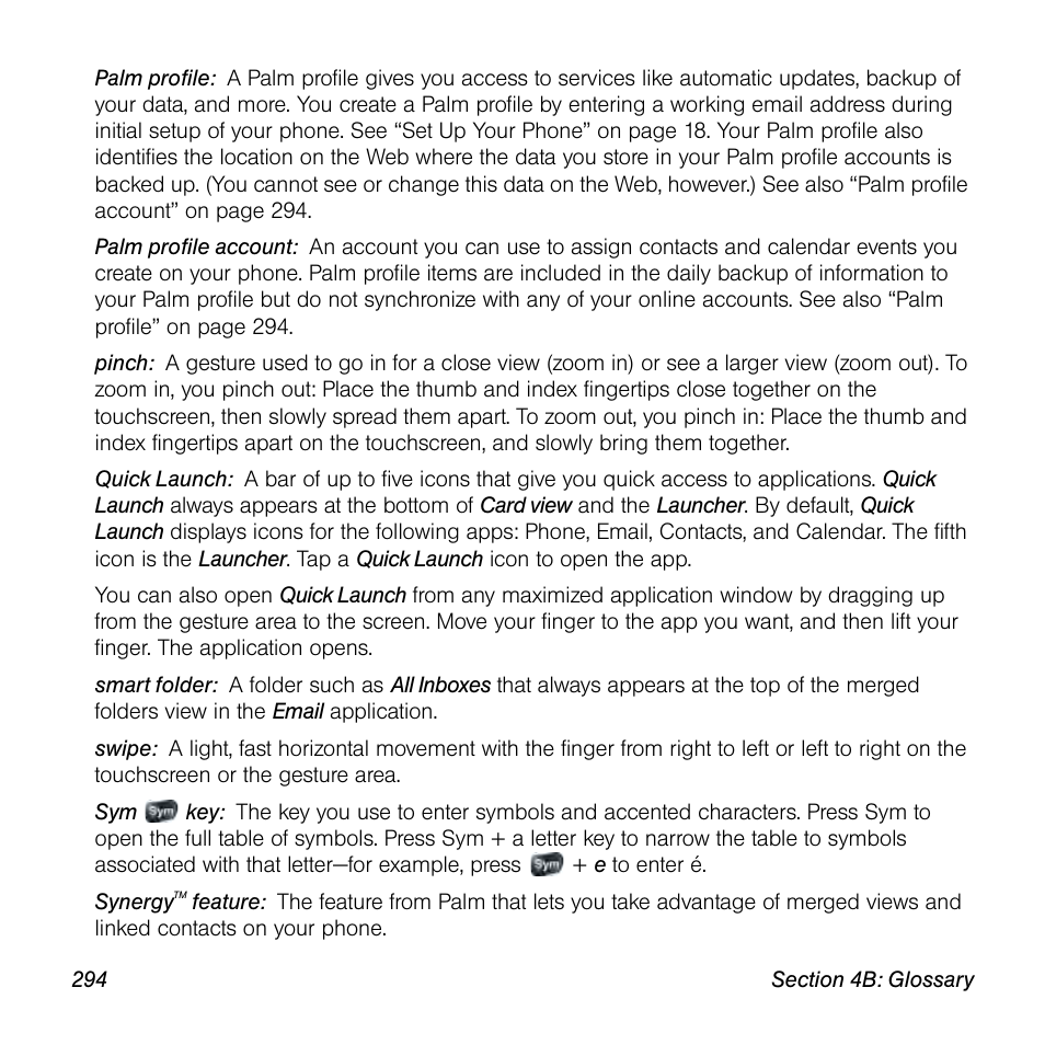 Palm Pre User Manual | Page 294 / 344