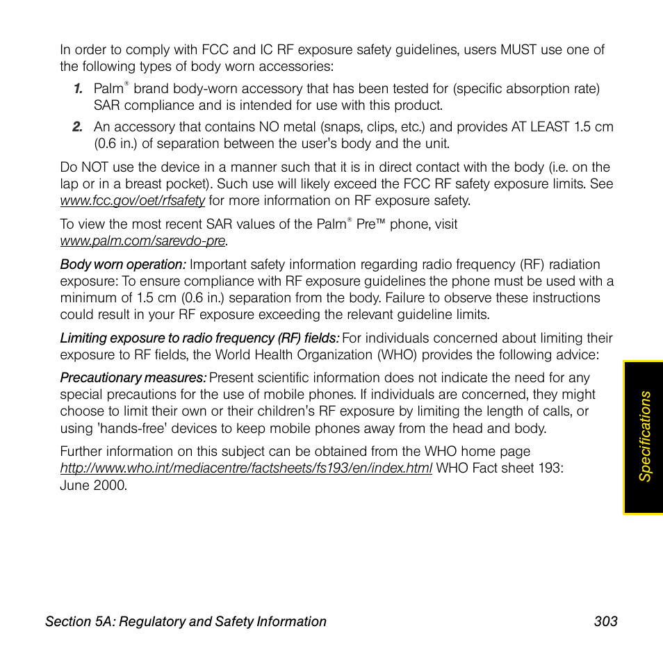 Palm Pre User Manual | Page 303 / 344