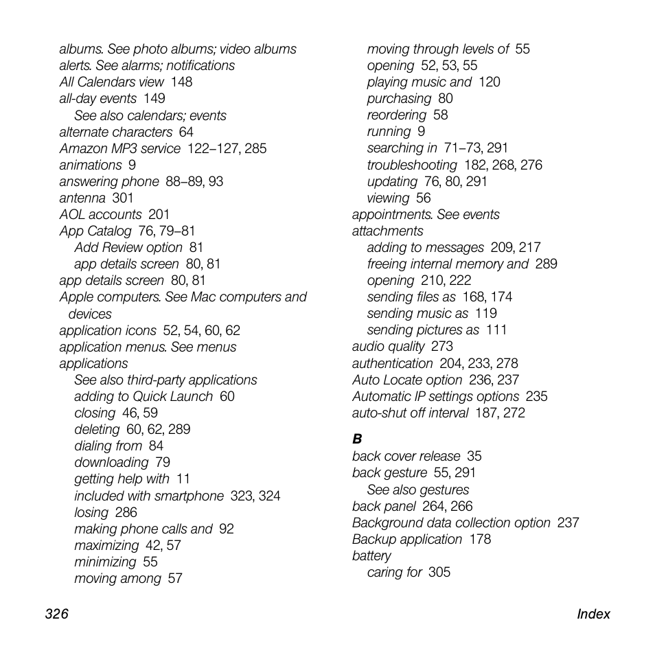 Palm Pre User Manual | Page 326 / 344