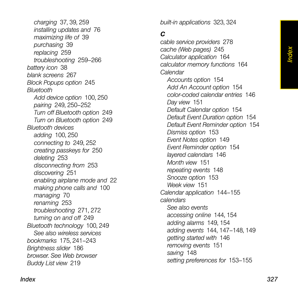 Palm Pre User Manual | Page 327 / 344
