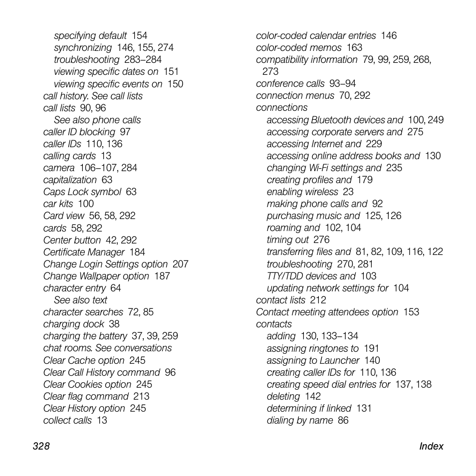 Palm Pre User Manual | Page 328 / 344