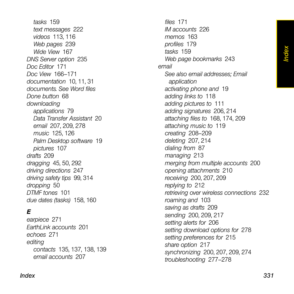 Palm Pre User Manual | Page 331 / 344