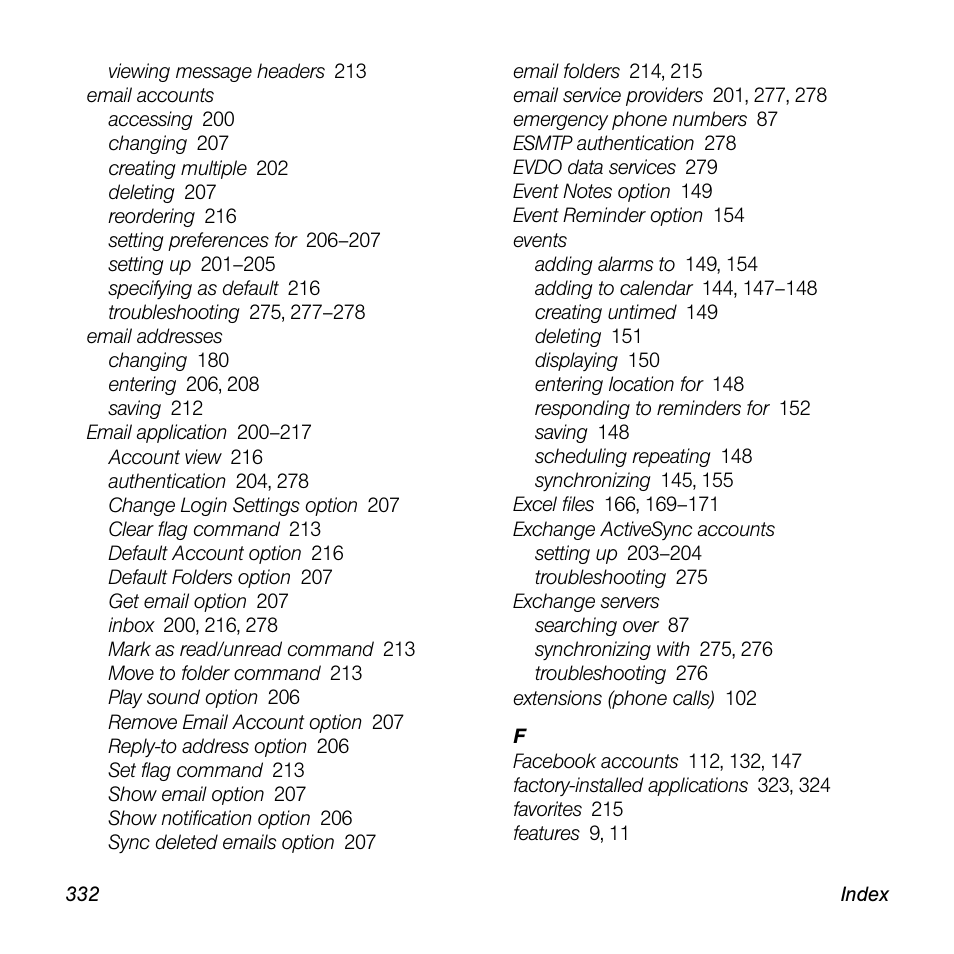 Palm Pre User Manual | Page 332 / 344