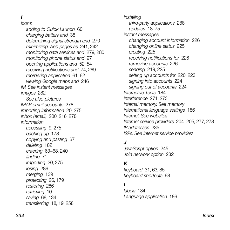 Palm Pre User Manual | Page 334 / 344