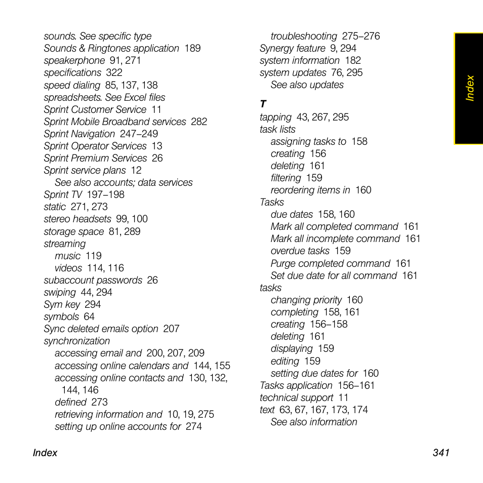 Palm Pre User Manual | Page 341 / 344
