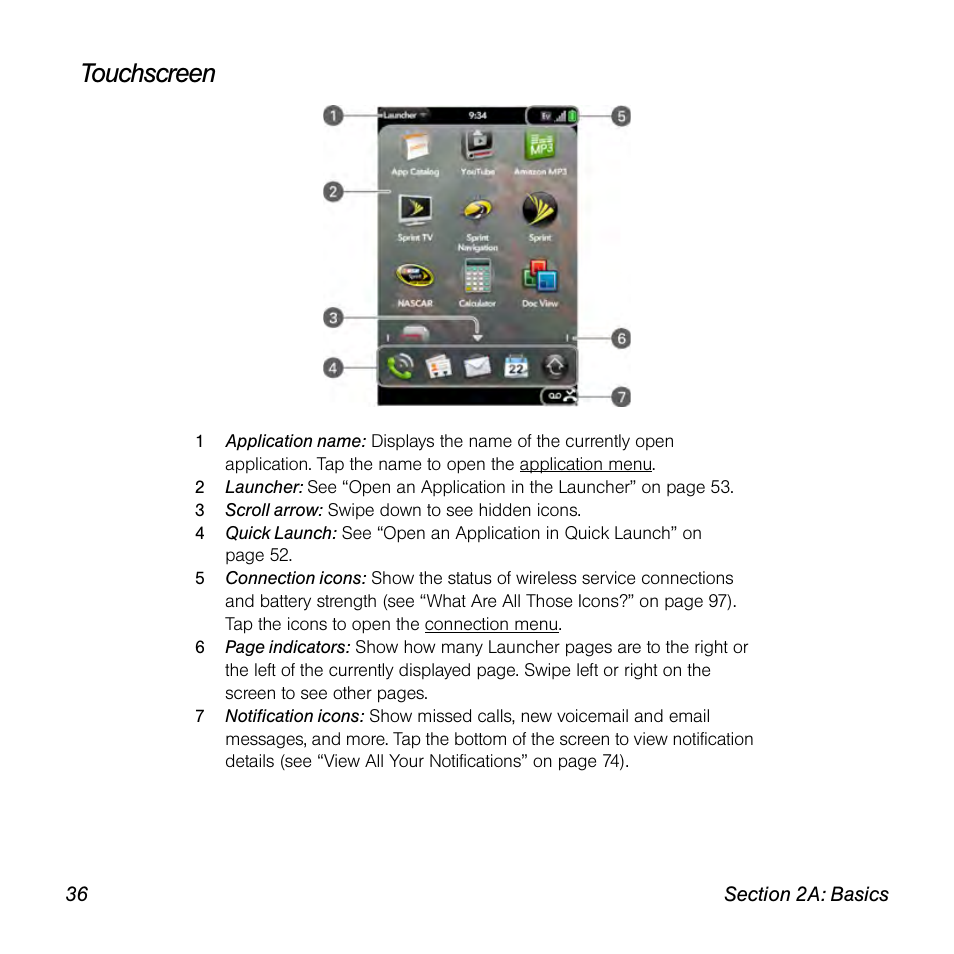 Touchscreen | Palm Pre User Manual | Page 36 / 344