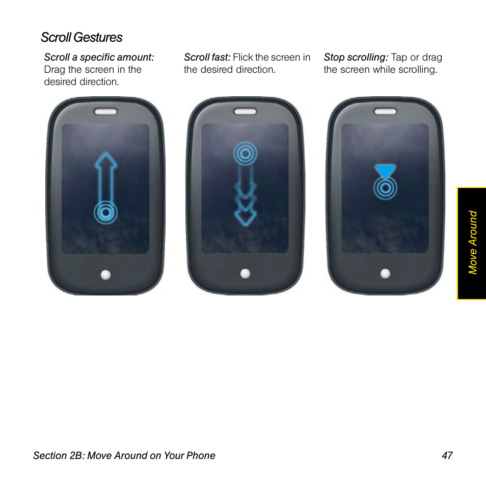 Scroll gestures | Palm Pre User Manual | Page 47 / 344