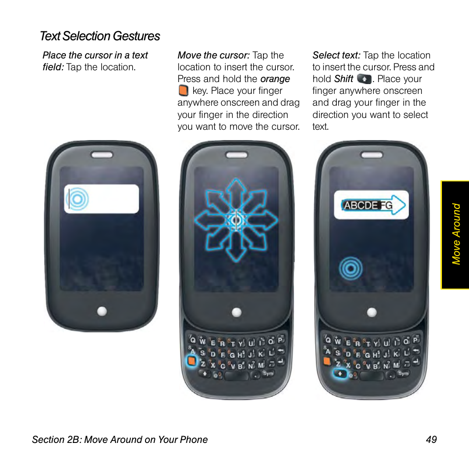 Text selection gestures | Palm Pre User Manual | Page 49 / 344