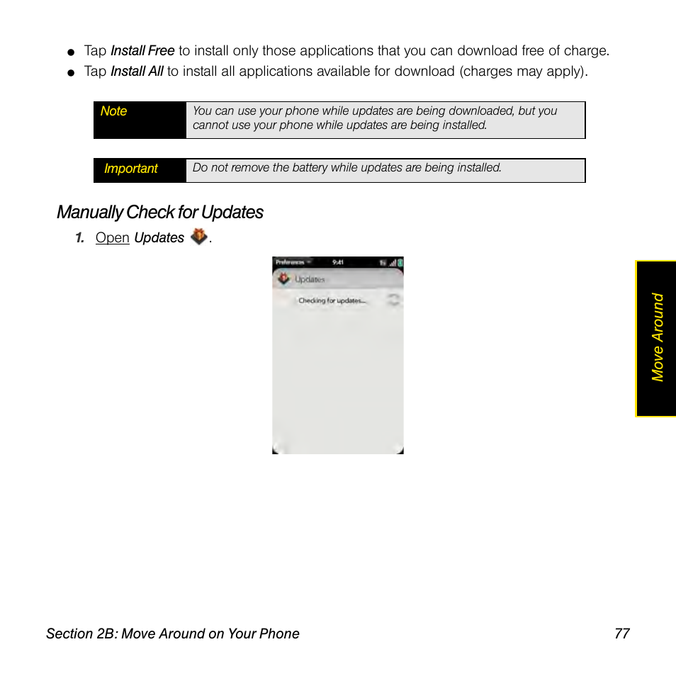 Manually check for updates | Palm Pre User Manual | Page 77 / 344