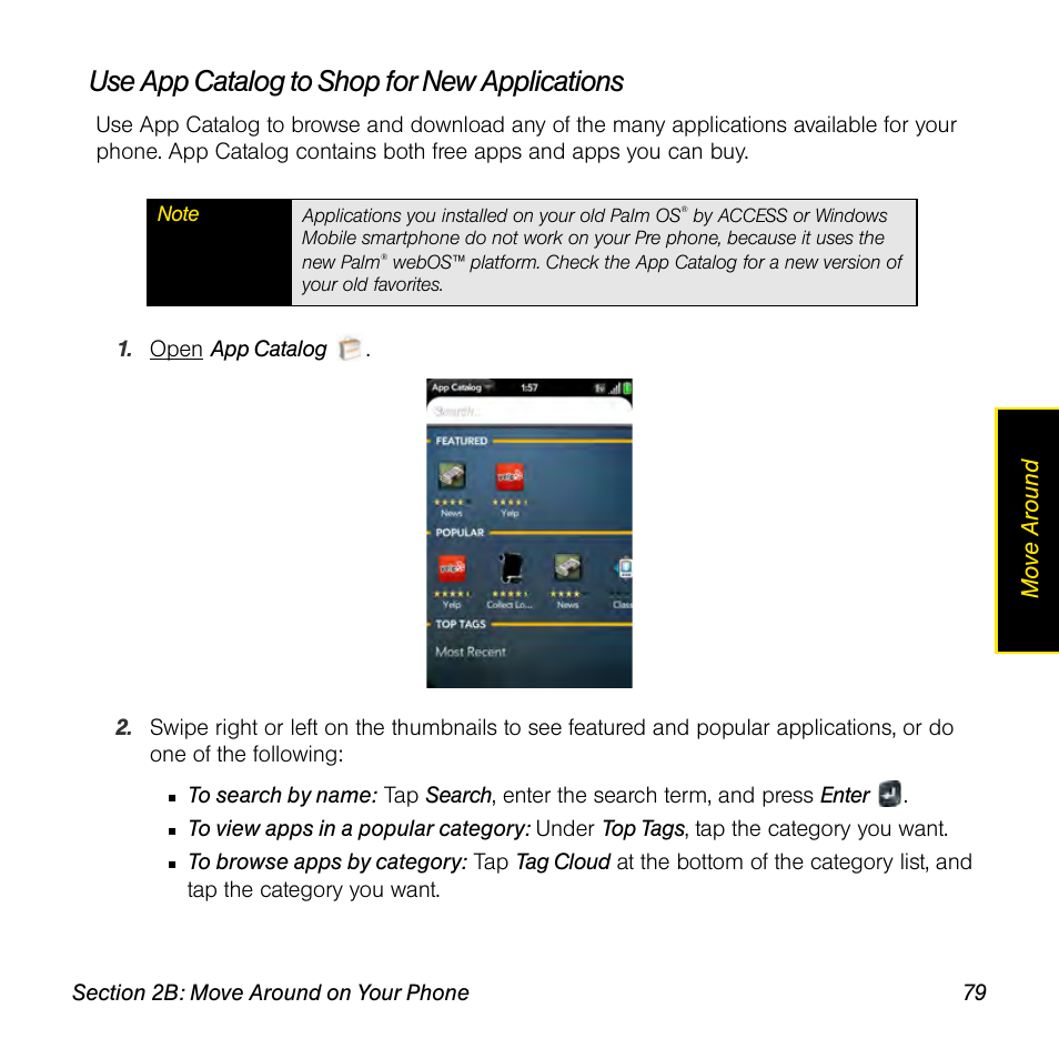 Use app catalog to shop for new applications | Palm Pre User Manual | Page 79 / 344