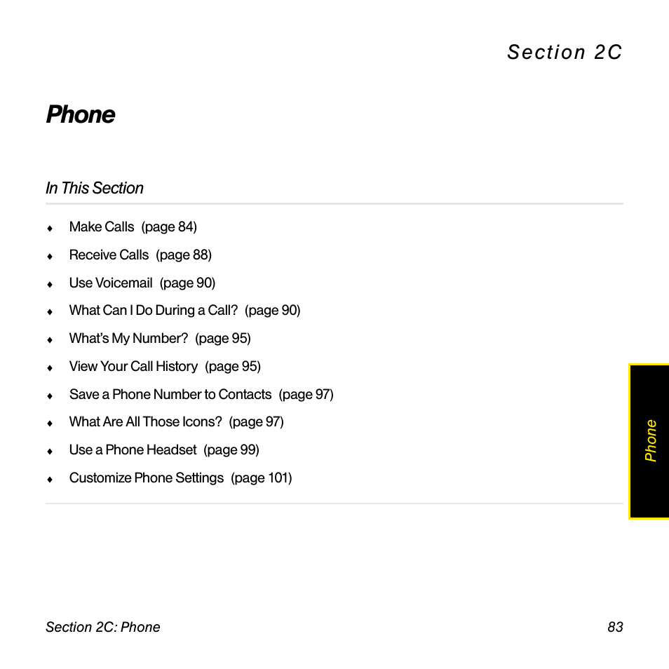 Phone, 2c. phone | Palm Pre User Manual | Page 83 / 344